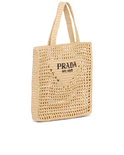 prada logo raffia tote|prada nylon tote bag.